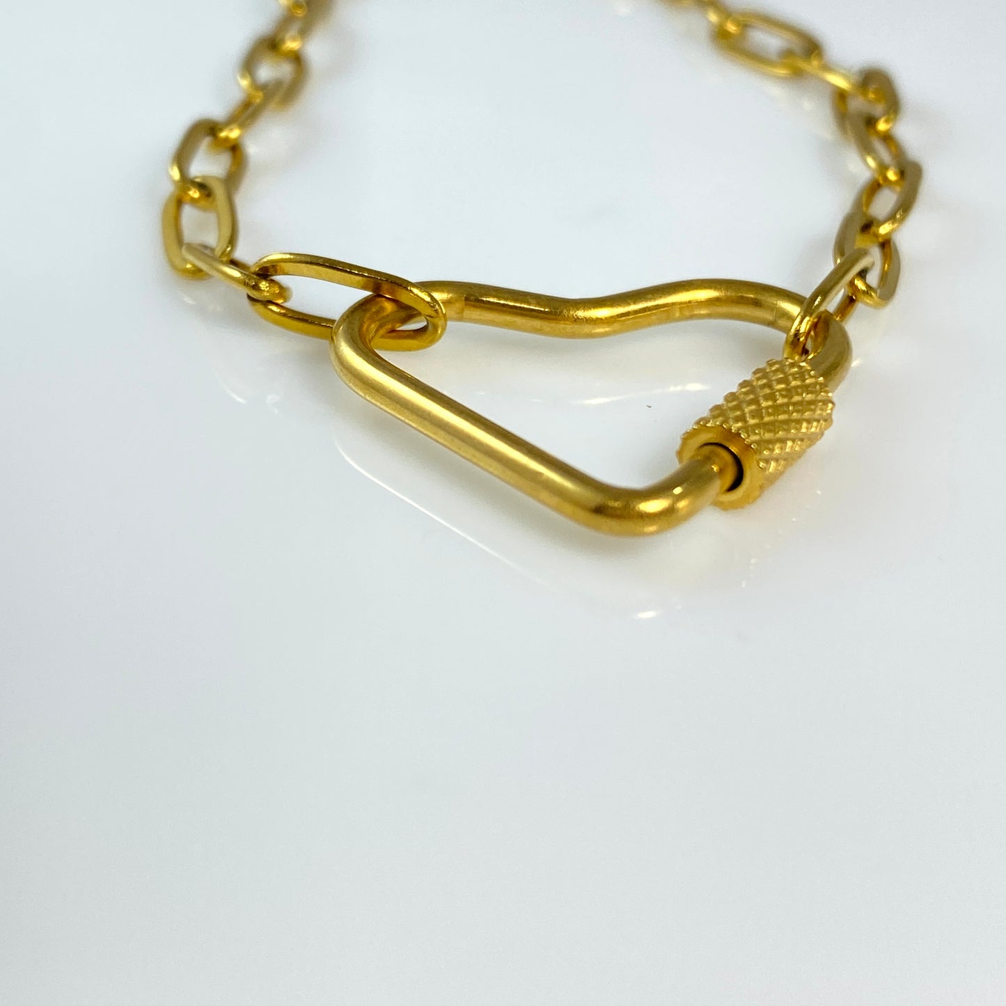 Heart Carabiner on Paperclip Chain Necklace