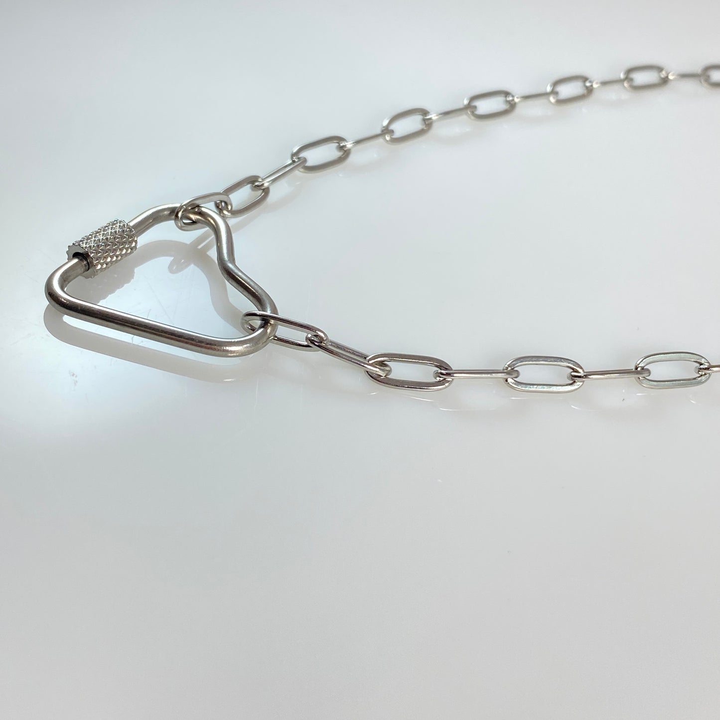 Heart Carabiner on Paperclip Chain Necklace