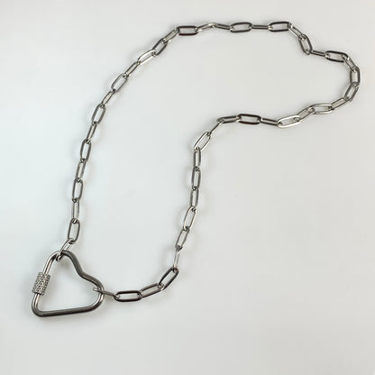 Heart Carabiner on Paperclip Chain Necklace