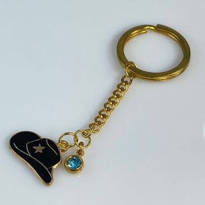 Cowgirl Hat & Birthstone Keychain