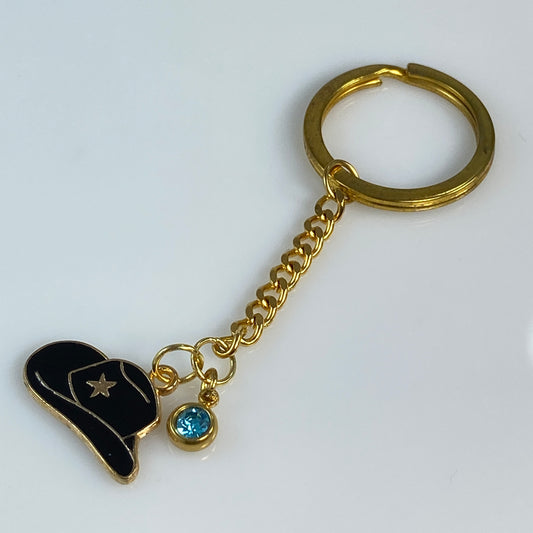 Cowgirl Hat & Birthstone Keychain