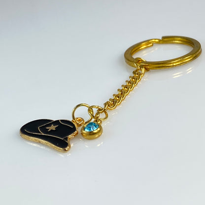 Cowgirl Hat & Birthstone Keychain