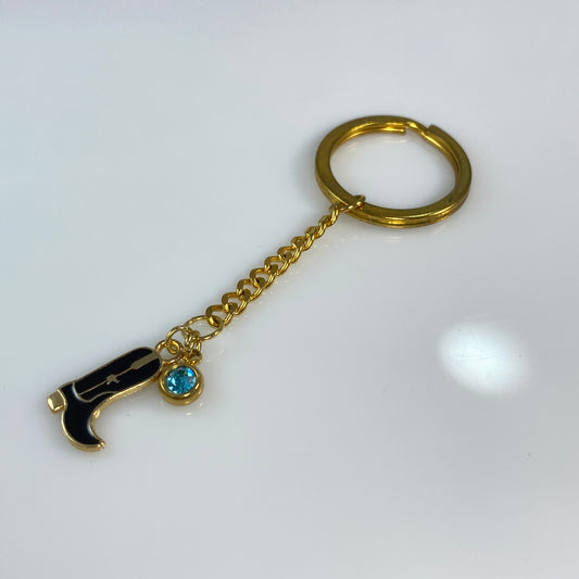 Cowgirl Boot & Birthstone Keychain