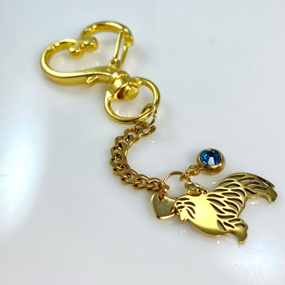 Collie Dog & Birthstone on Heart Keychain