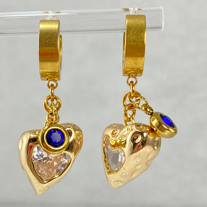 Cubic Zirconia Crystal Heart Huggie Hoop Earrings