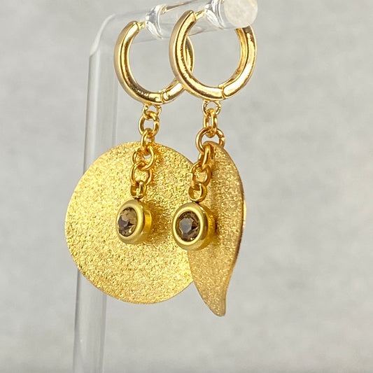 Disks & Birthstones Huggie Hoop Earrings