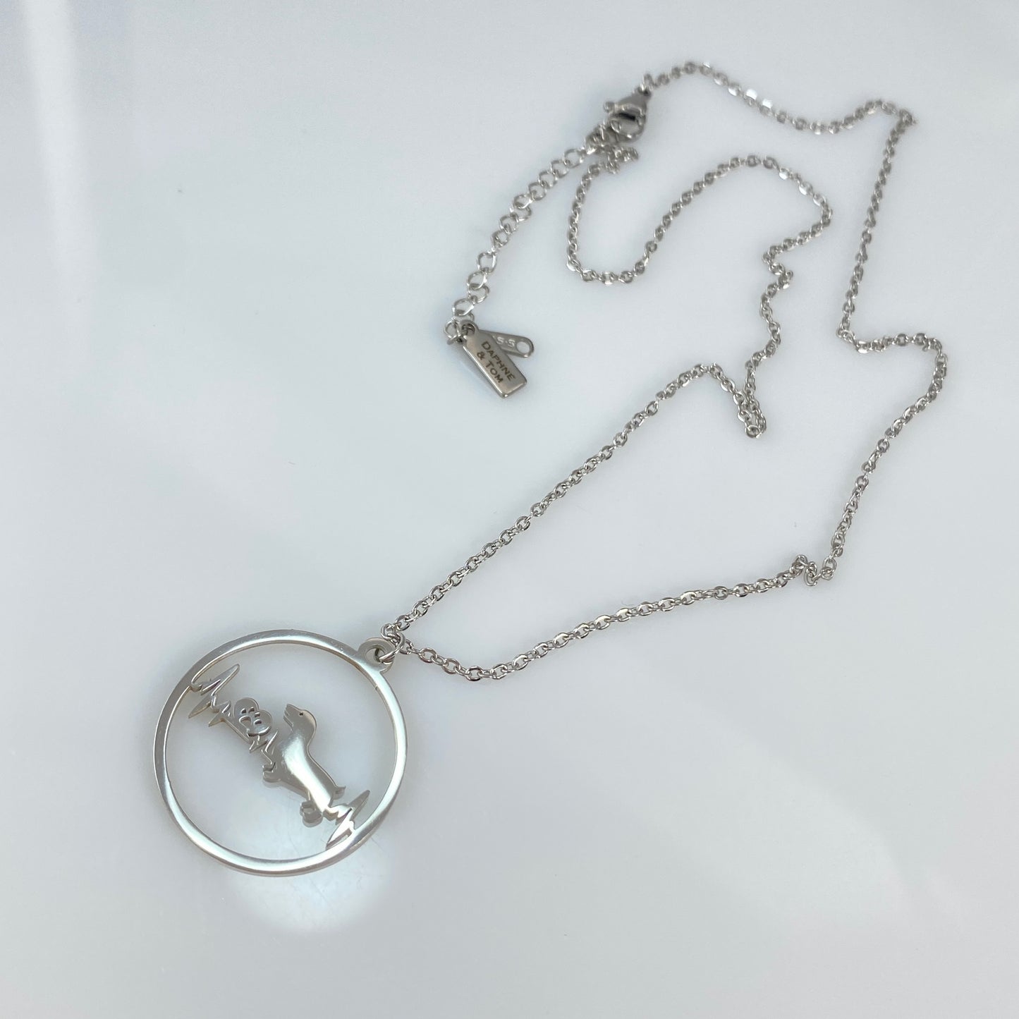 Dachshund Dog Heartbeat Pendant & Birthstone Cable Chain Necklace