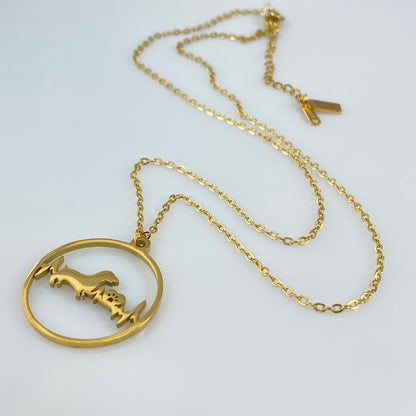 Dachshund Dog Heartbeat Pendant & Birthstone Cable Chain Necklace