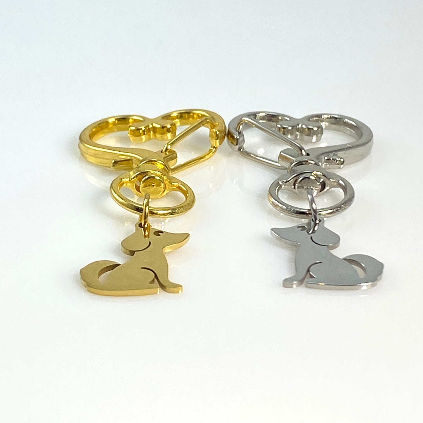 Sitting Dog & Birthstone on Heart Keychain