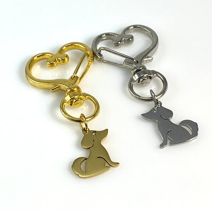 Sitting Dog & Birthstone on Heart Keychain