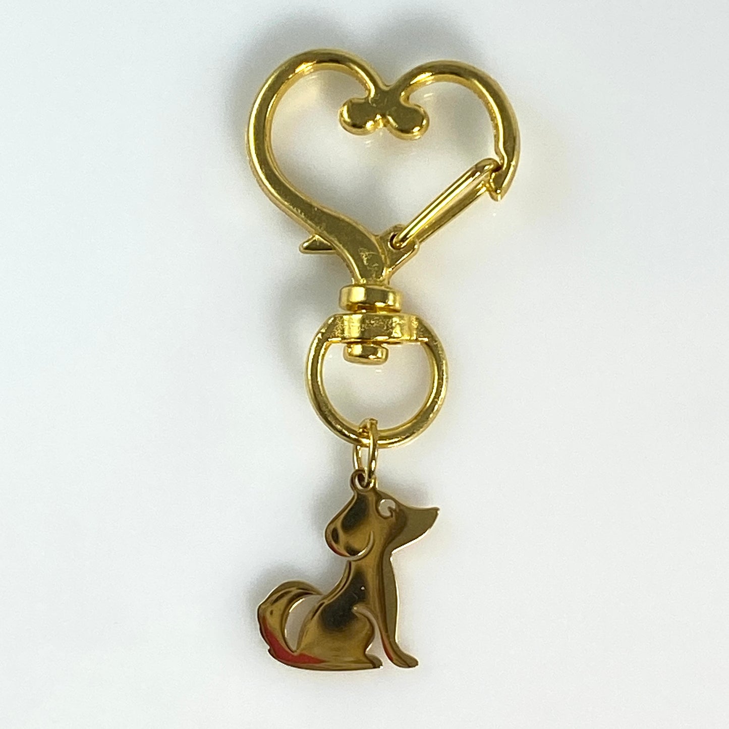 Sitting Dog & Birthstone on Heart Keychain