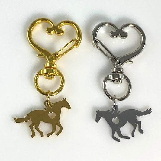 Galloping Horse & Birthstone on Heart Keychain