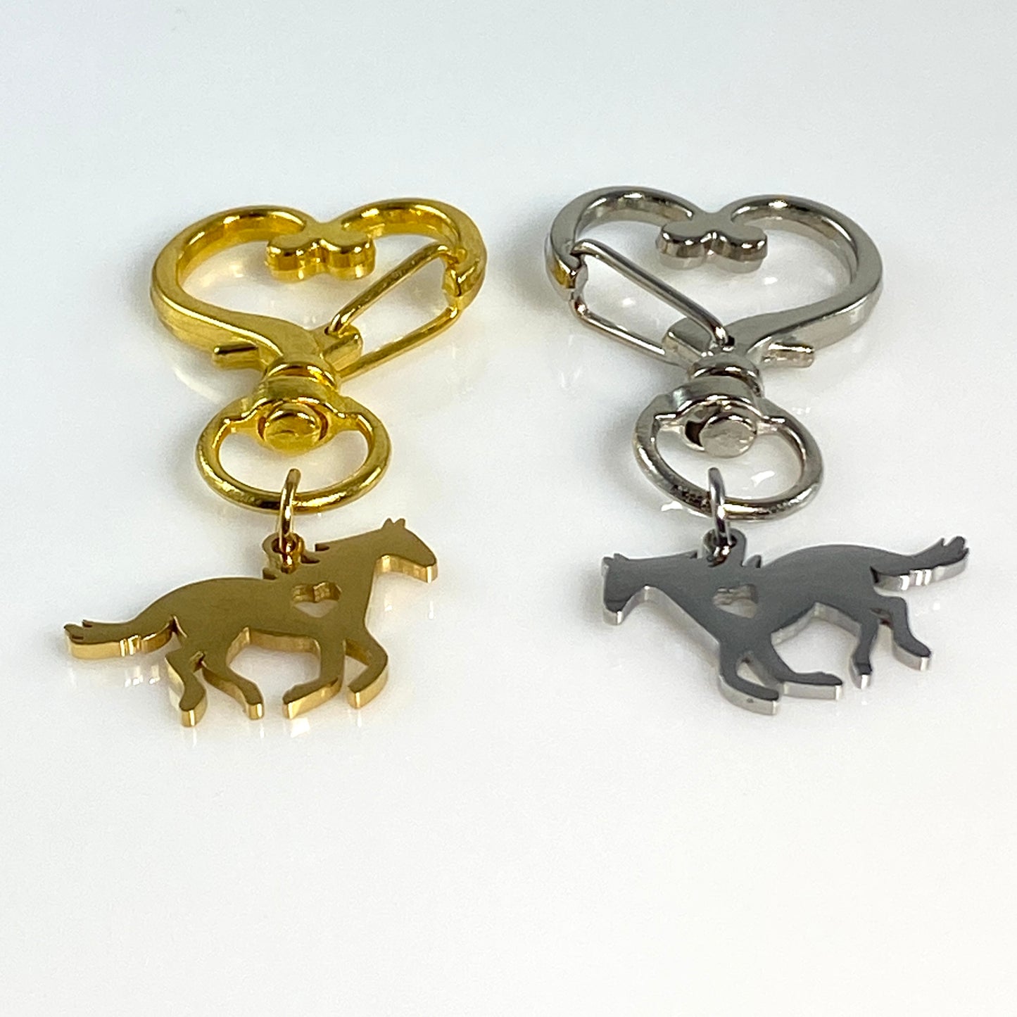 Galloping Horse & Birthstone on Heart Keychain