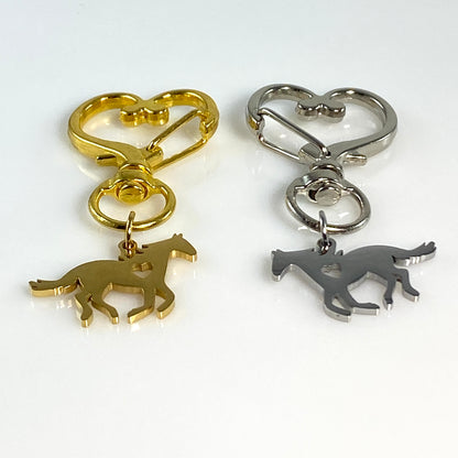 Galloping Horse & Birthstone on Heart Keychain