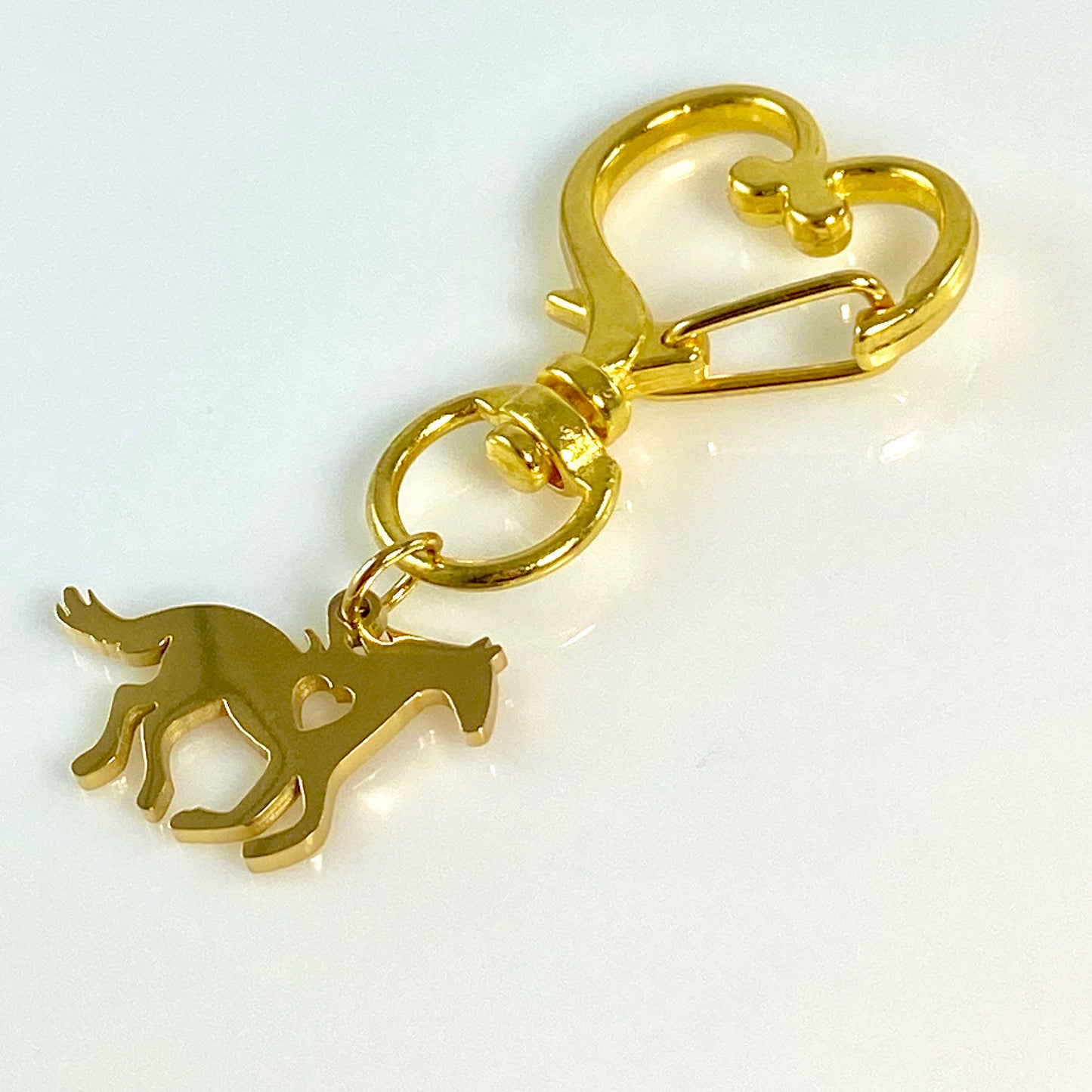Galloping Horse & Birthstone on Heart Keychain