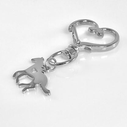 Galloping Horse & Birthstone on Heart Keychain