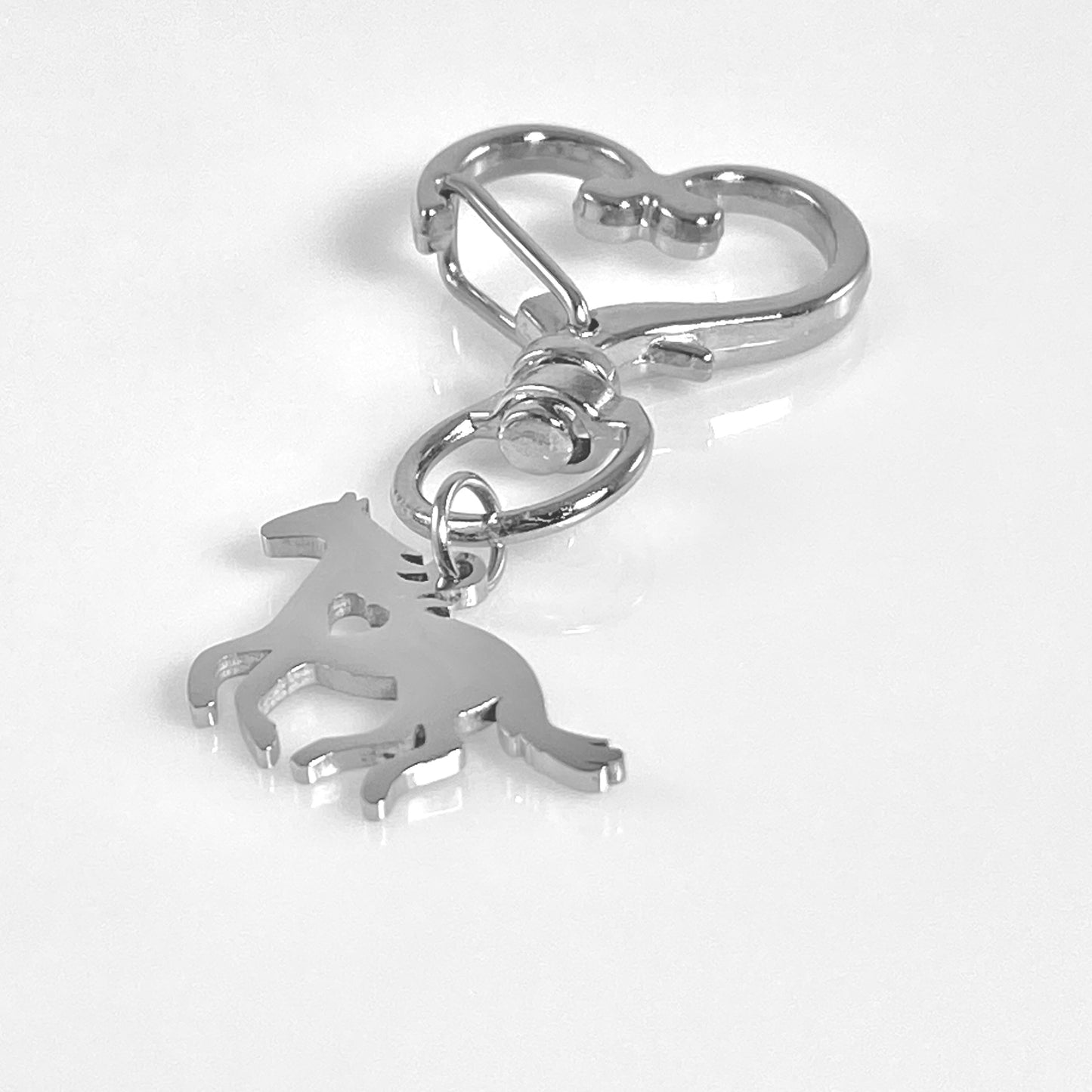 Galloping Horse & Birthstone on Heart Keychain