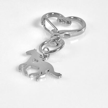 Galloping Horse & Birthstone on Heart Keychain