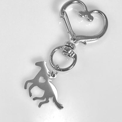 Galloping Horse & Birthstone on Heart Keychain