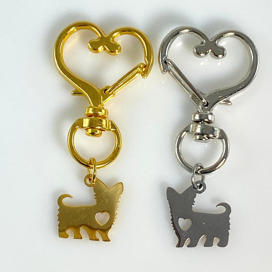 Corgi Dog & Birthstone on Heart Keychain