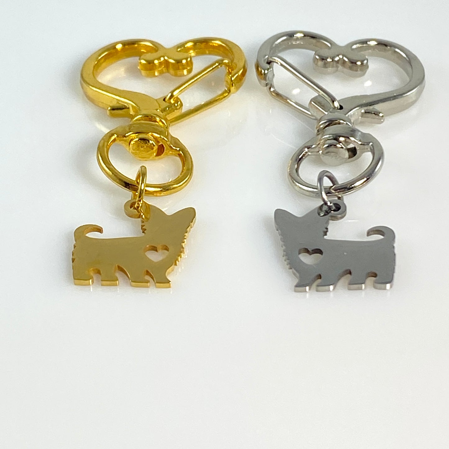 Corgi Dog & Birthstone on Heart Keychain