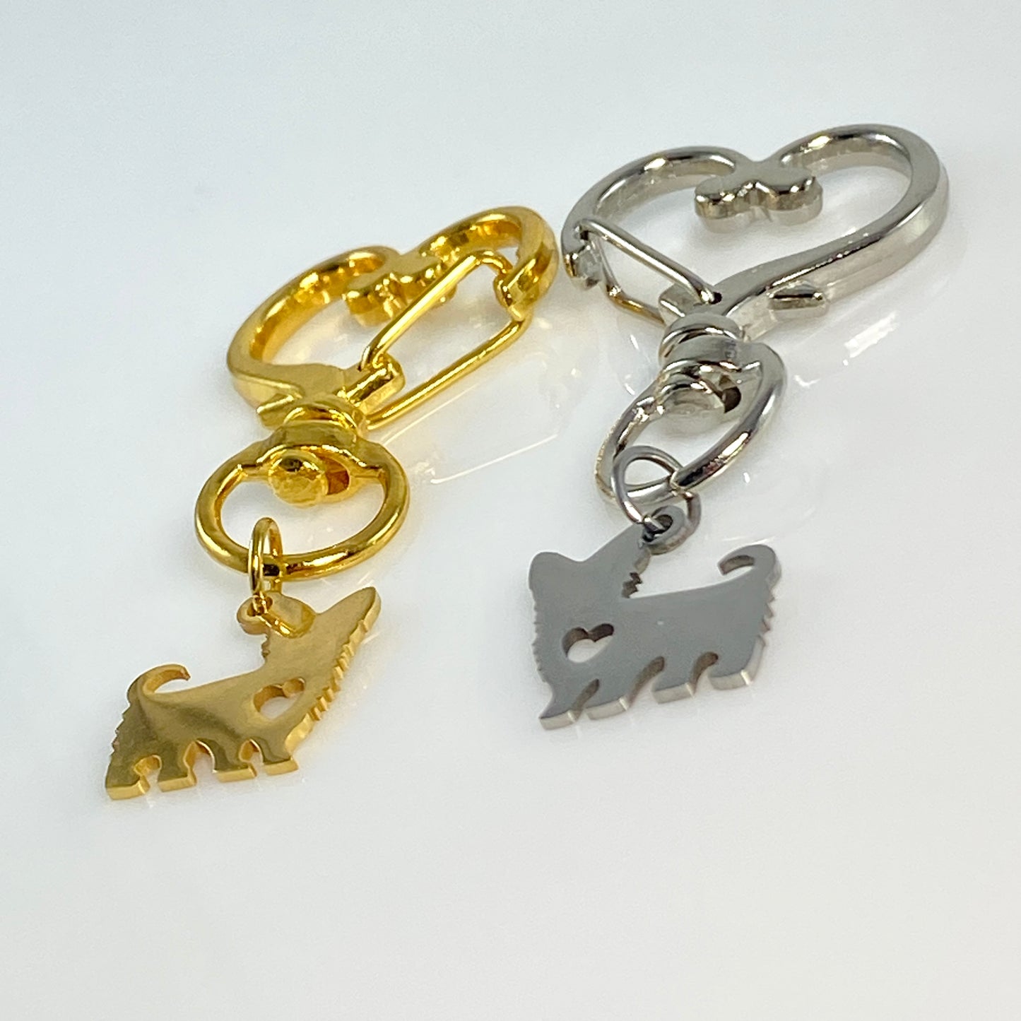Corgi Dog & Birthstone on Heart Keychain