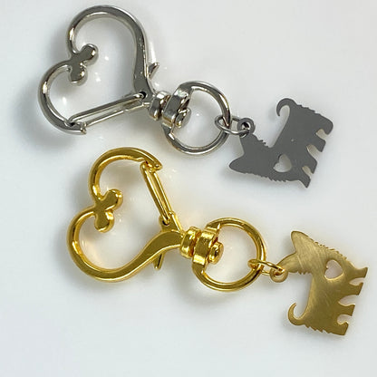 Corgi Dog & Birthstone on Heart Keychain