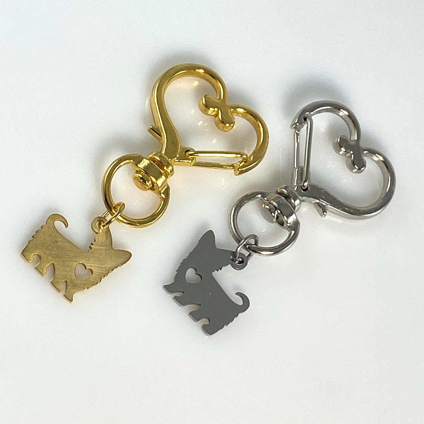 Corgi Dog & Birthstone on Heart Keychain