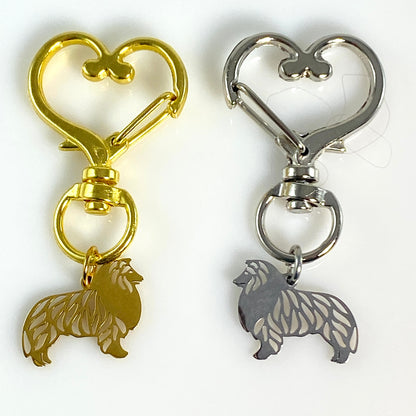 Collie Dog & Birthstone on Heart Keychain
