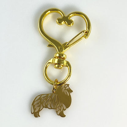 Collie Dog & Birthstone on Heart Keychain