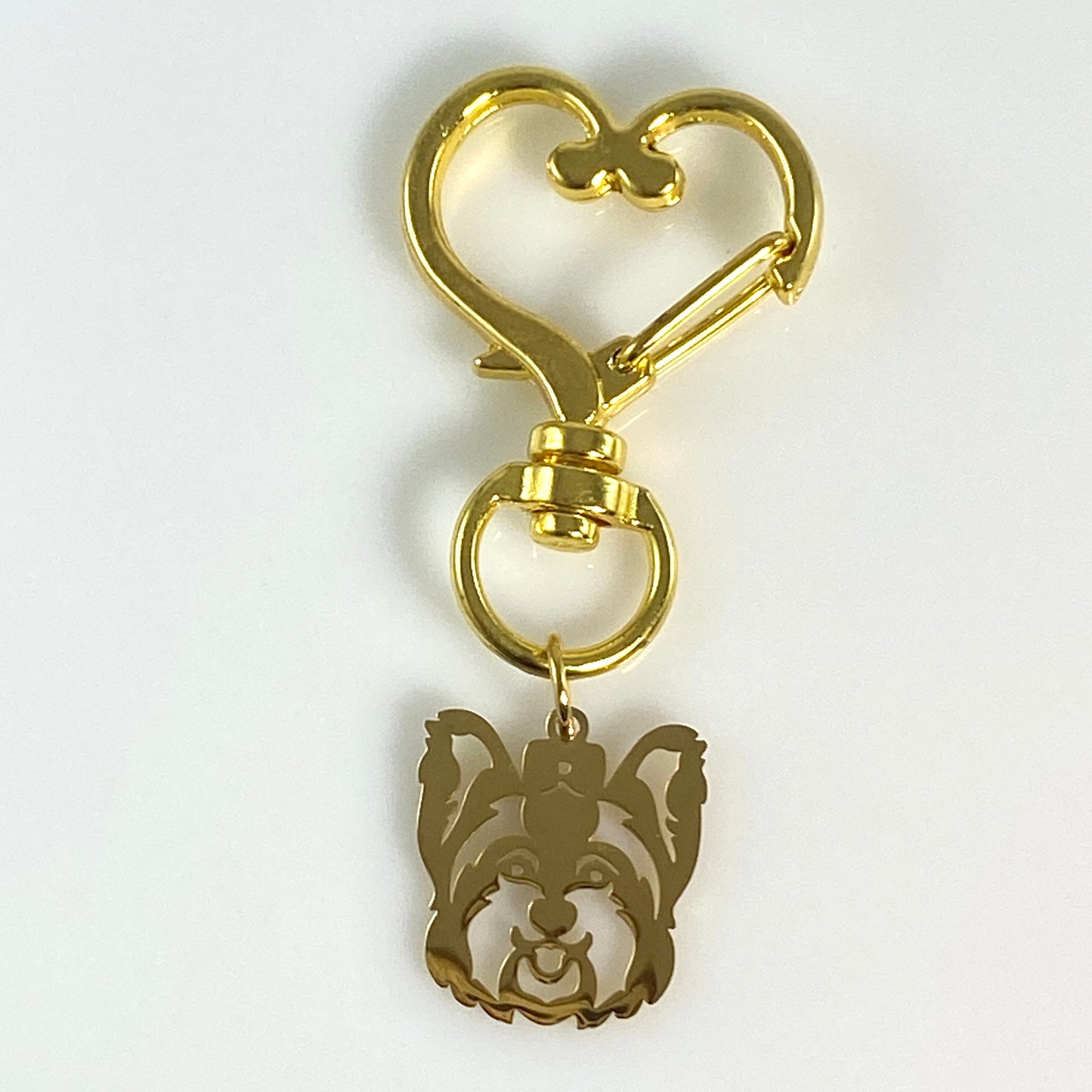 Schnauzer Dog Head & Birthstone on Heart Keychain