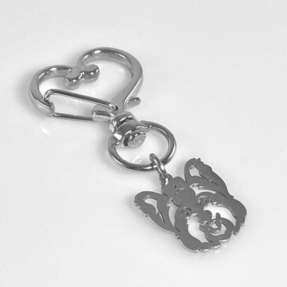 Schnauzer Dog Head & Birthstone on Heart Keychain