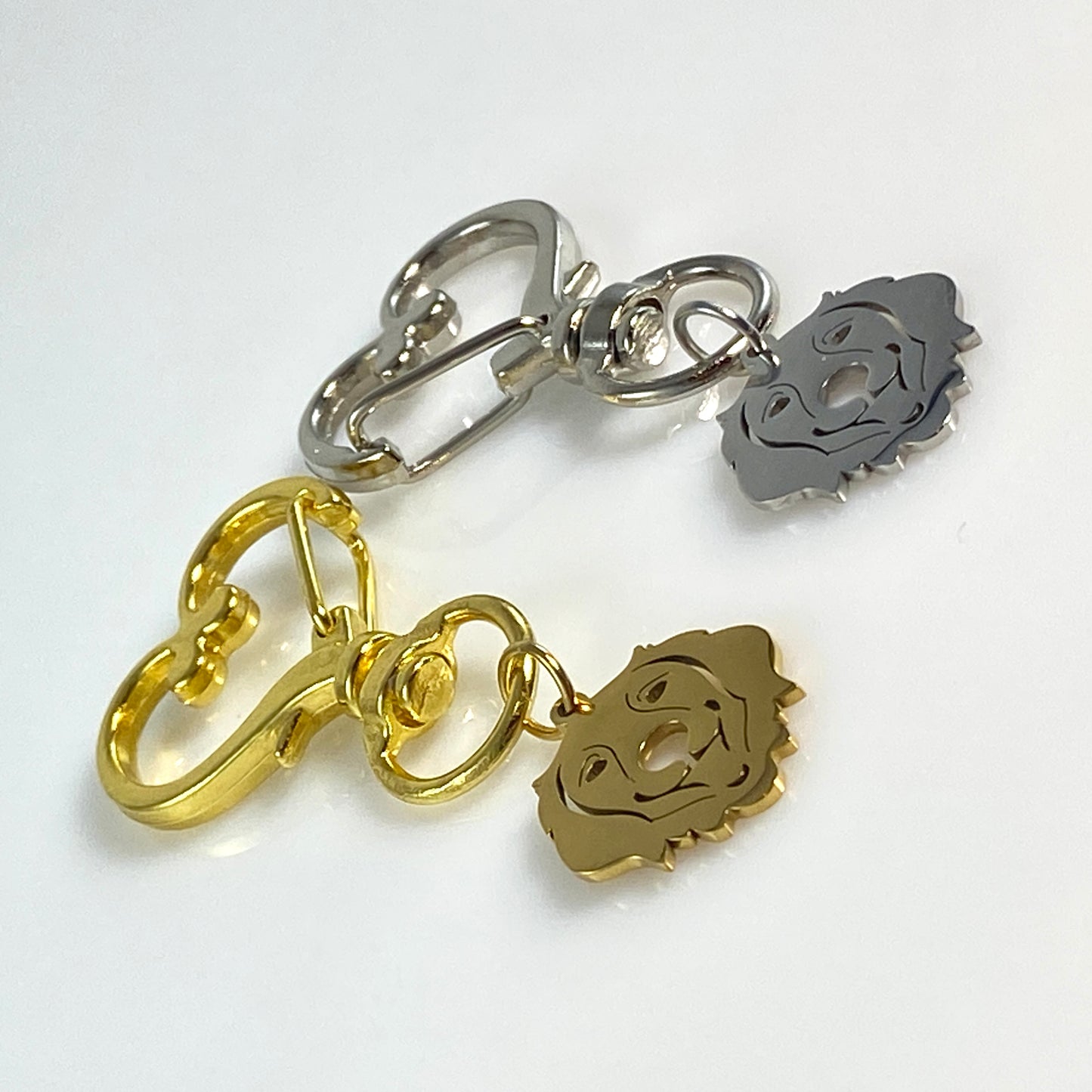 Golden Retriever Dog Head & Birthstone on Heart Keychain