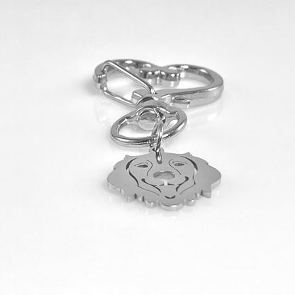 Golden Retriever Dog Head & Birthstone on Heart Keychain