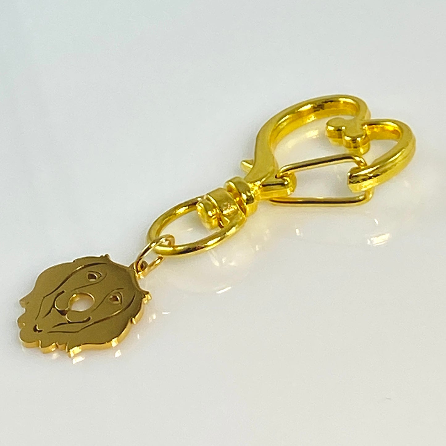 Golden Retriever Dog Head & Birthstone on Heart Keychain