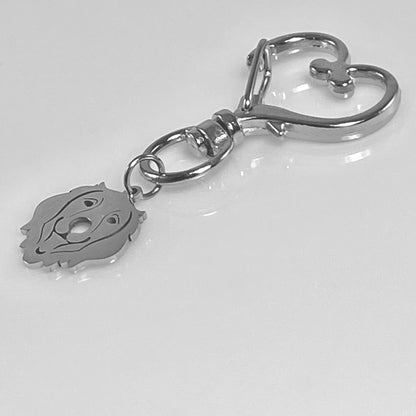 Golden Retriever Dog Head & Birthstone on Heart Keychain