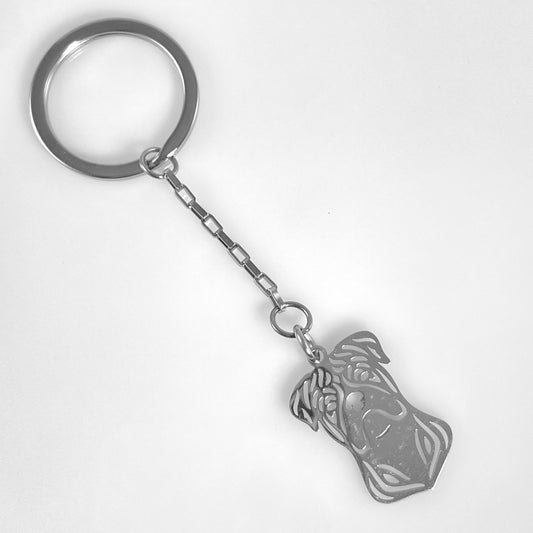 Boxer Dog Head & Birthstone Keychain