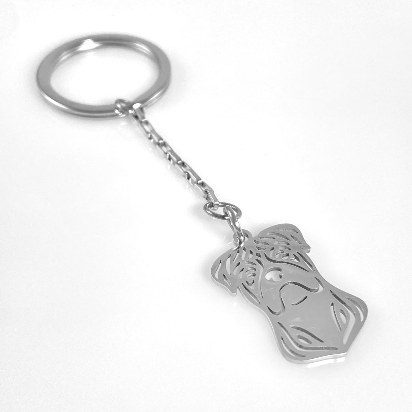Boxer Dog Head & Birthstone Keychain