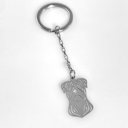 Boxer Dog Head & Birthstone Keychain