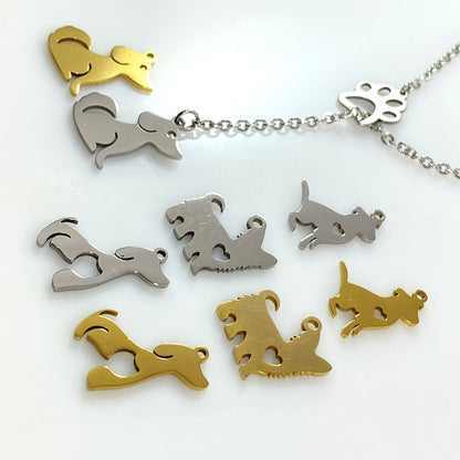 Dachshund Corgi Beagle Labrador Dog & Pawprint Cable Chain Necklace