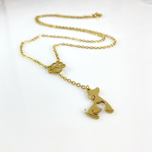 Dachshund Corgi Beagle Labrador Dog & Pawprint Cable Chain Necklace