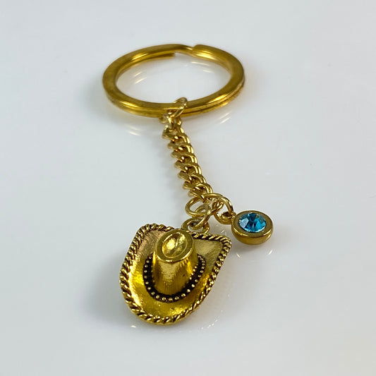 Cowgirl Hat & Birthstone Keychain