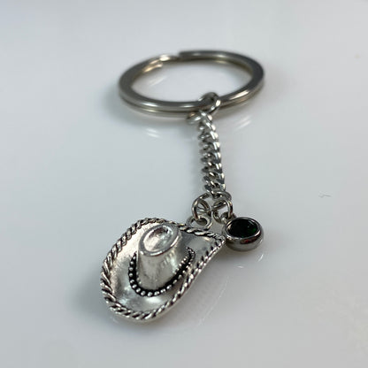 Cowgirl Hat & Birthstone Keychain