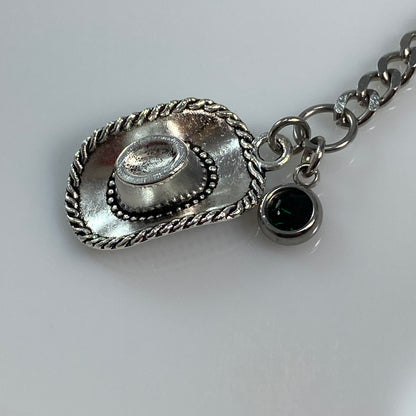 Cowgirl Hat & Birthstone Keychain