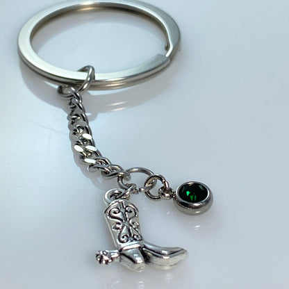 Cowgirl Boot & Birthstone Keychain