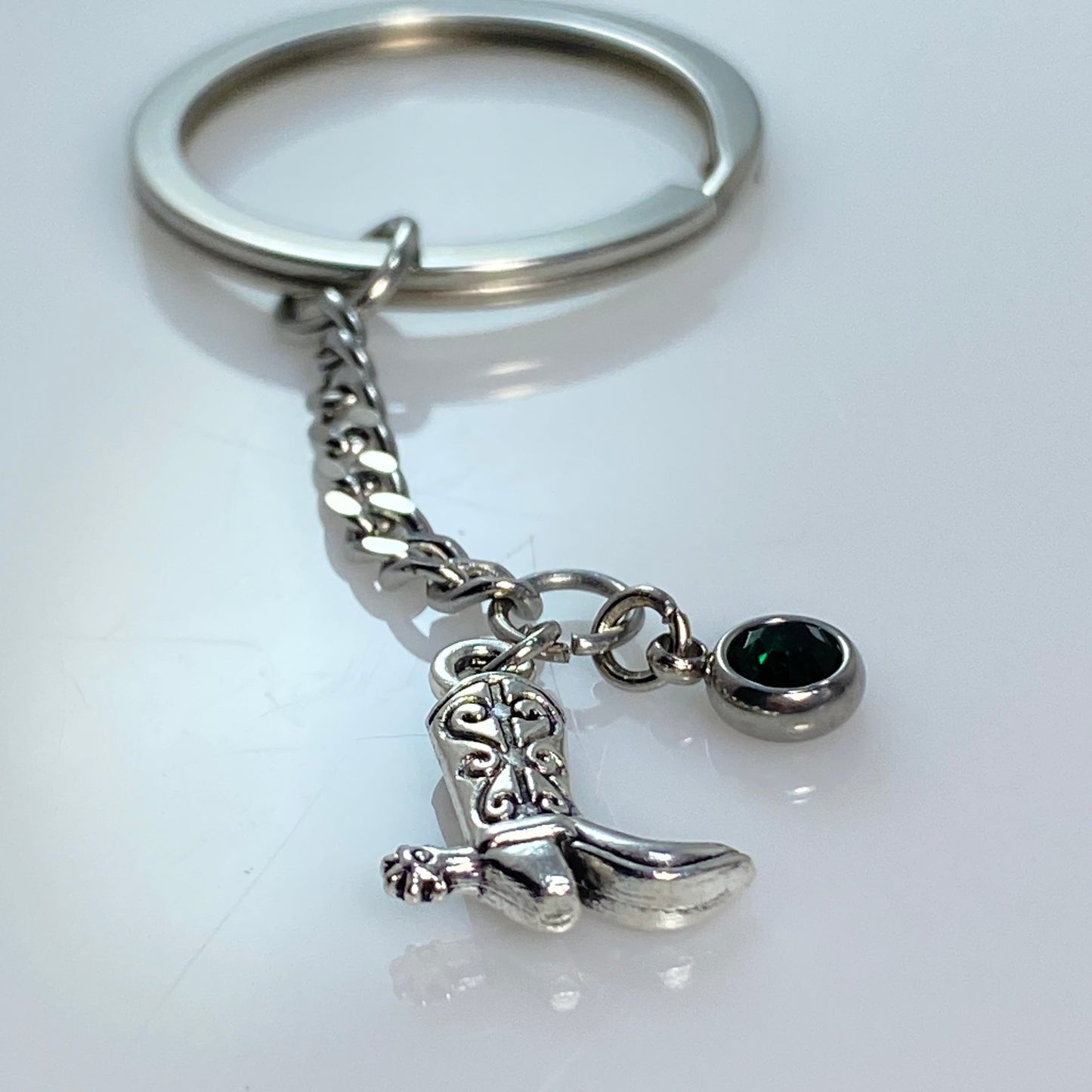 Cowgirl Boot & Birthstone Keychain
