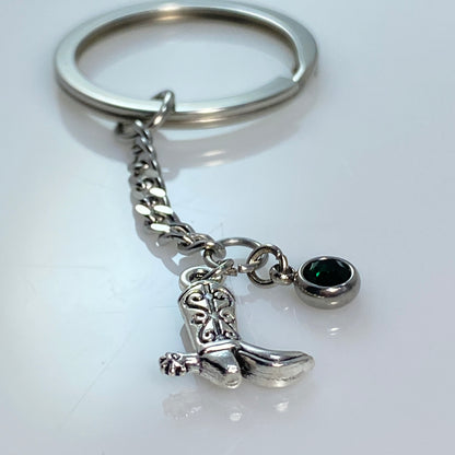 Cowgirl Boot & Birthstone Keychain