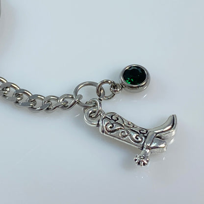 Cowgirl Boot & Birthstone Keychain