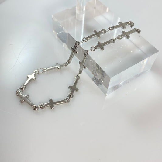 Cross Chain Link Bracelets
