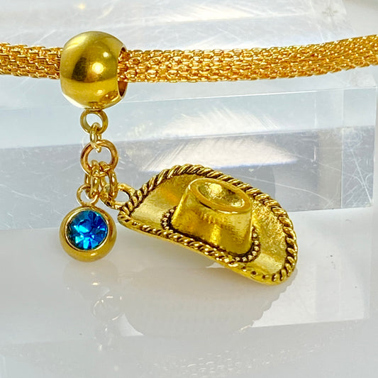 Cowgirl Hat & Birthstone Charm